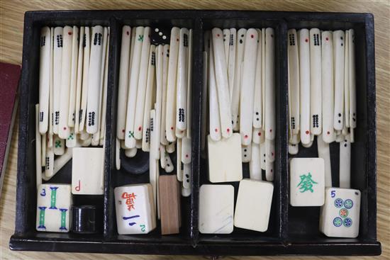 A Chinese lacquer mahjong set